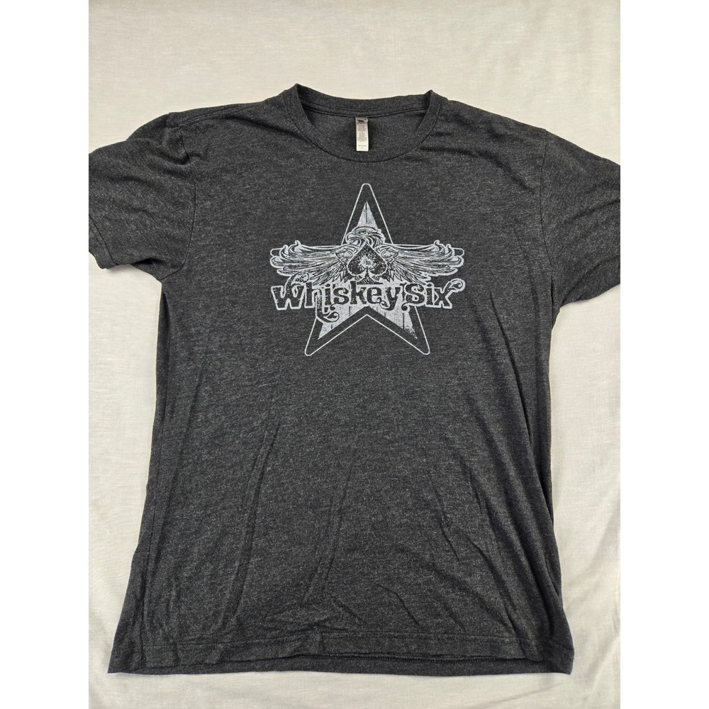 Next Level Mens Whiskey‎ Six Graphic T-Shirt Charcoal Heather Grey Large L